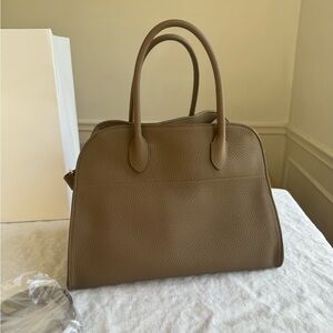 The Row Margaux 12 Soft Leather Taupe
